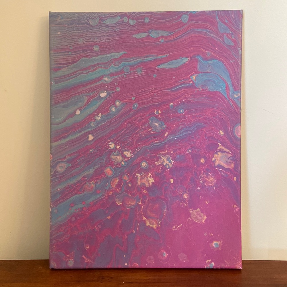 Original handmade acrylic poured canvas 12”x16”